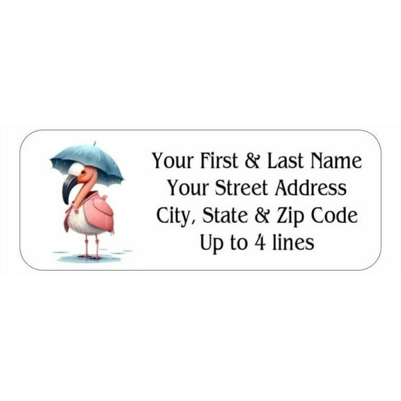 150 Flamingo Umbrella Mailing Return Address Labels Personalized 1 X 2 5/8 In.