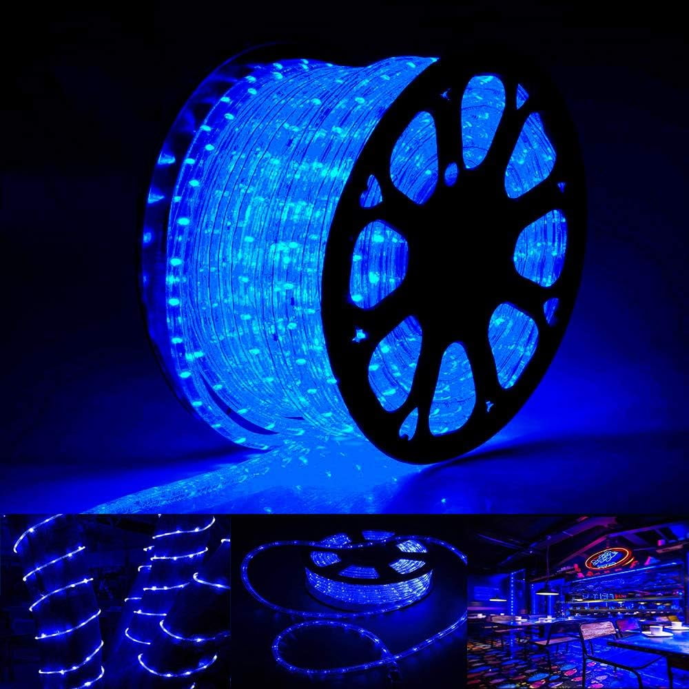 150 Ft LED Rope Lights Blue Light with Remote Waterproof 110V 4