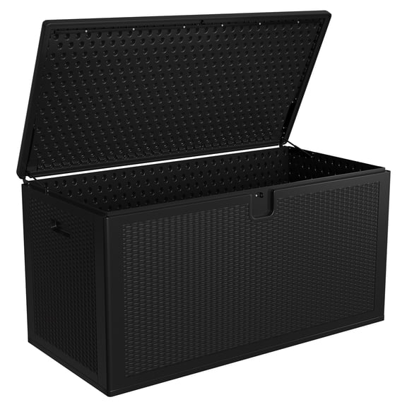 150 Gallon High-Capacity Outdoor Storage Chest – Spacious HDPE Container with Locking Lid, Suitable for Indoor and Outdoor Use – Great for Yard, Garage, and Garden Organization, Black