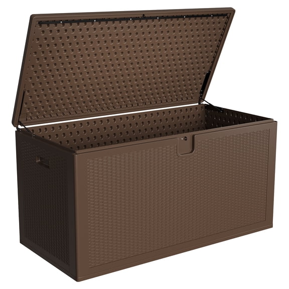 150 Gallon High-Capacity Outdoor Storage Chest – Spacious HDPE Container with Locking Lid, Suitable for Indoor and Outdoor Use – Great for Yard, Garage, and Garden Organization, Brown