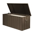 thumbnail image 1 of 150 Gallon Outdoor Deck Storage Box, XL Waterproof Outdoor Storage,  Lockable Pool Storage Bins for Garden Patio Pool, Dark Brown, 1 of 7