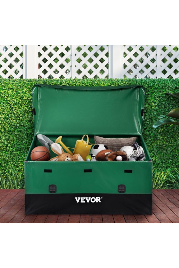150 Gallon Outdoor Storage Box, Waterproof Patio Deck Box with PE Tarpaulin Cover, Large Capacity Garden Furniture Storage for Cushions, Toys, Tools