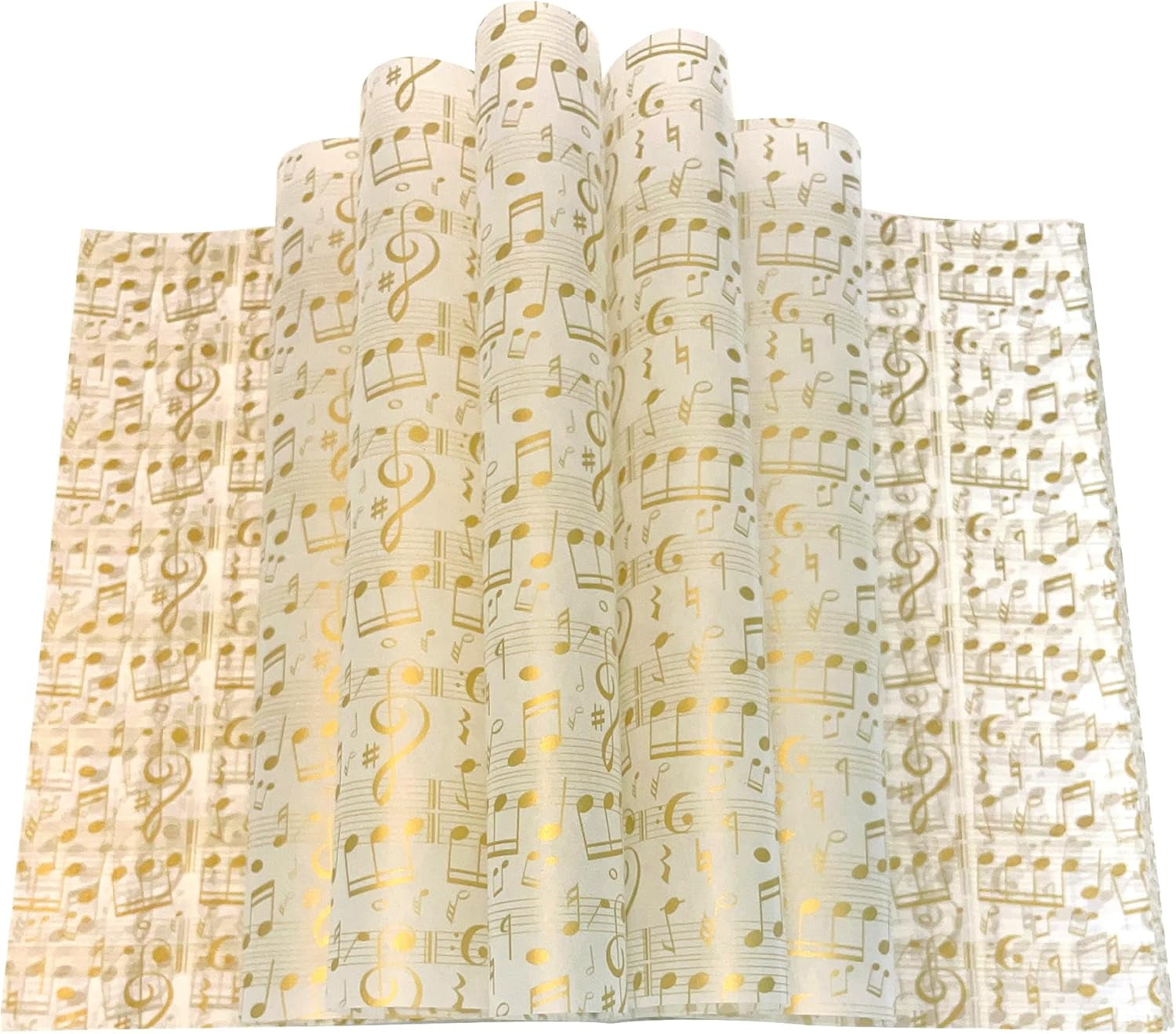 150 Gold and White Music Note Patterned Wax Paper, Food Picnic ...