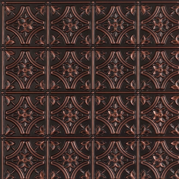 150 - Gothic Reims 2 ft. x 2 ft. PVC Glue-up Ceiling Tile in Antique Copper (200 sq.ft / Pack) - 50 Pieces