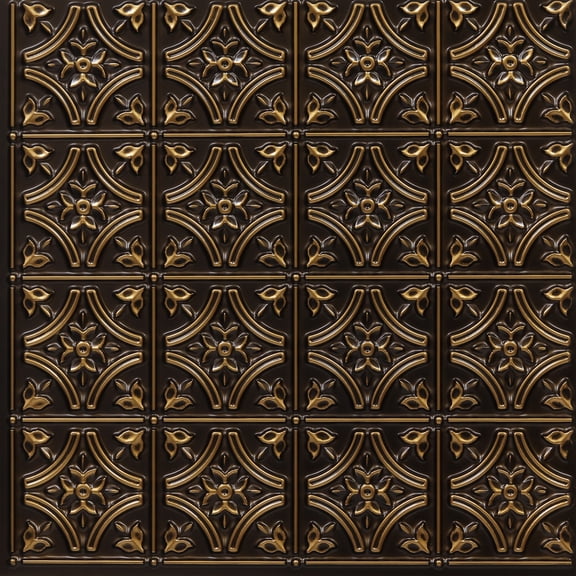 150 - Gothic Reims 2 ft. x 2 ft. PVC Glue-up Ceiling Tile in Antique Gold (100 sq.ft / Pack) - 25 Pieces