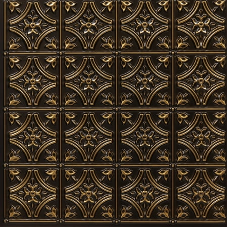 150 - Gothic Reims 2 ft. x 2 ft. PVC Glue-up Ceiling Tile in Antique Gold (40 Sq. ft. / Pack) - 10 Pieces
