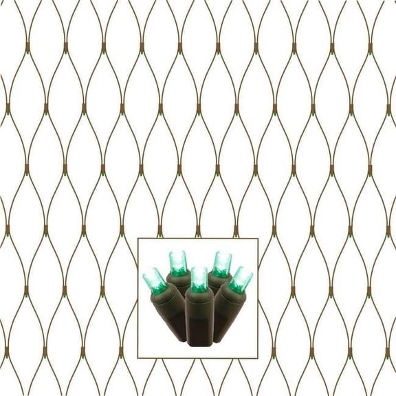 150 Green Wide Angle 2 x 8 ft. LED Net Light on Brown Wire