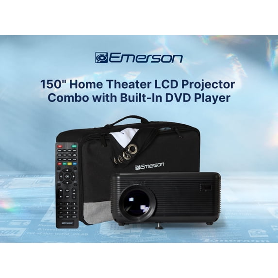 Emerson EVP-2501C 150-inch Home Theater LCD Projector Combo with Built-In DVD Player, Black