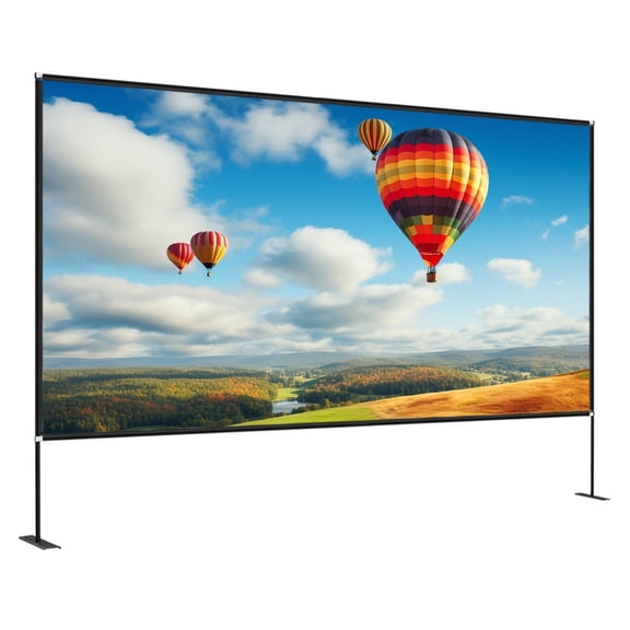 150 Inch Projector Screen with Stand, Portable Movie Screen 16:9 HD 4K Outdoor Projector Screen Stand for Home Theater, Office, Camping