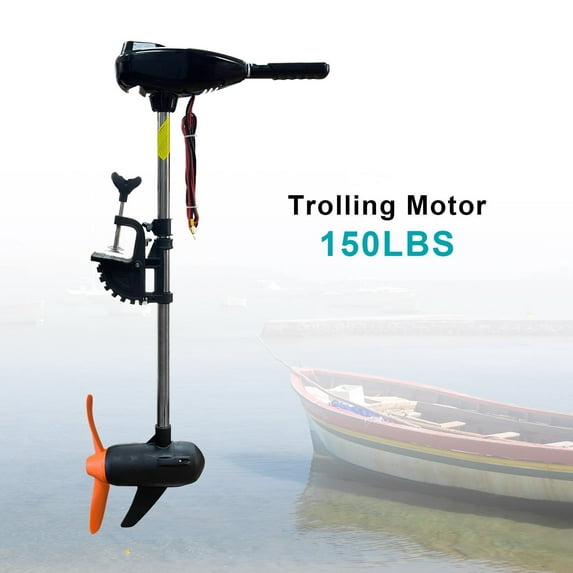 150 lbs Thrust 8 Speed Electric Outboard Trolling Motor with Adjustable Handle, Suitable for Saltwater and Freshwater Fishing Boats Stern Installation,24V 29" Shaft