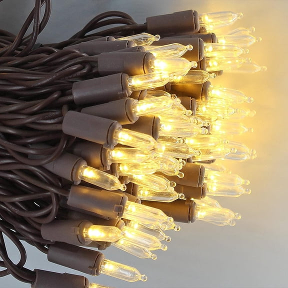 150 LED Warm White Christmas Lights  Brown Wire, 50  Xmas Tree Lights, UL Certified for Outdoor Indoor