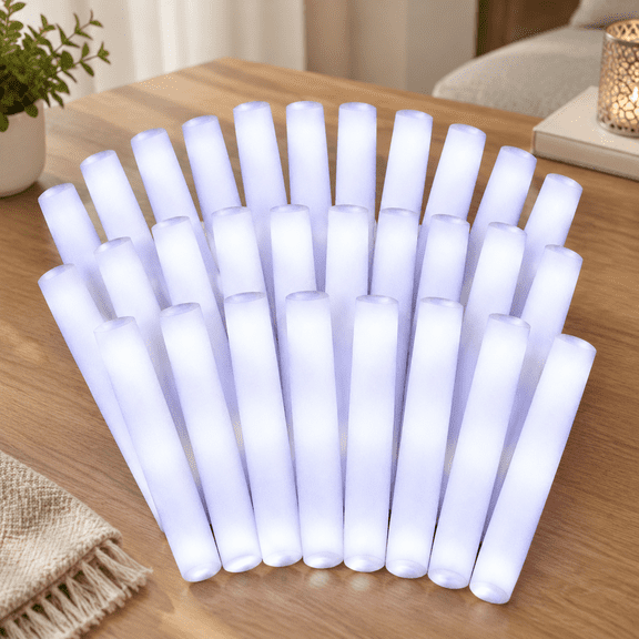 150 Led Foam Sticks Light Up White Glow Wands