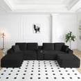 thumbnail image 1 of Vanress 150" Modular Sectional Sofa Couch for Living Room, Corduroy Boneless Sofas, Oversized Modern Cloud Couch, U Shape Couches Deep Seat with USB Ports and Cup Holders, Black, 1 of 10