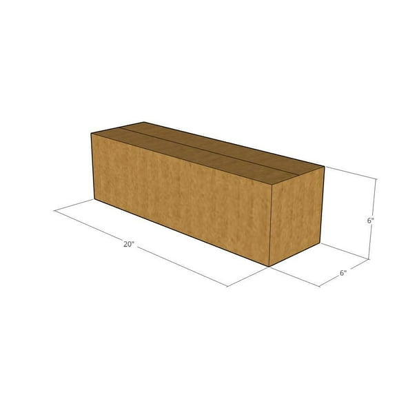 20x6x6 Kraft Brown Corrugated Shipping Boxes, 32 ECT Single-Wall, Qty 150