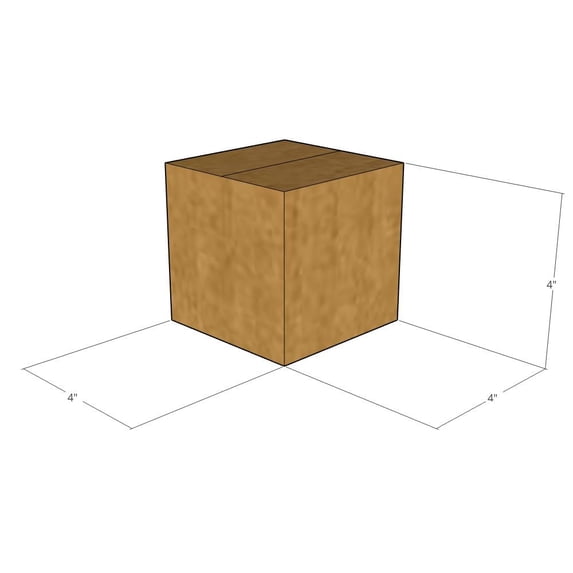 4x4x4 Kraft Brown Corrugated Shipping Boxes, 32 ECT Single-Wall, Qty 150