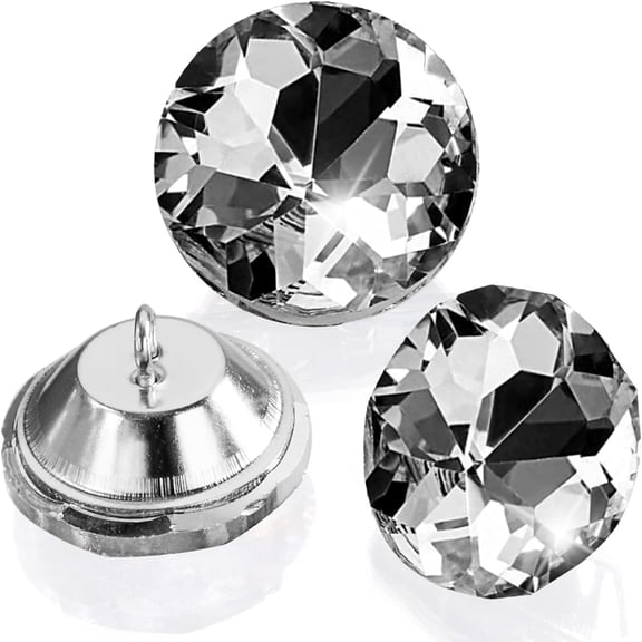 150 PCS 25MM Rhinestone Round Buttons, 1" Crystal Upholstery Button with Metal Loop, White Glass Diamond Bling Button, Clear Tufting Shank Buttons for Headboard, Sofa Sewing, Crafts, DIY, Decor