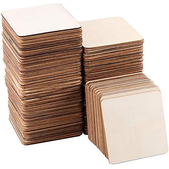 150 PCS 4 x 4 Inch Unfinished Wood Squares Bulk, Blank Basswood Sheets, Wall Wooden Tiles for Crafts Letter Decoration Painting Home Coaster DIY Engraving