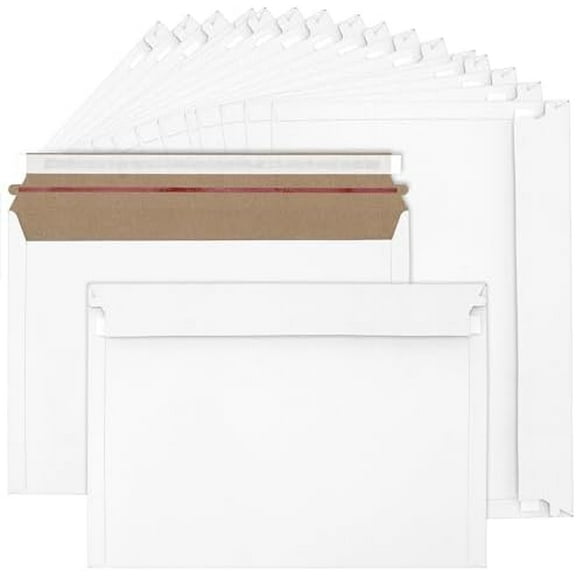 150 PCS 9 x 12 Inches White Cardboard Rigid Mailers, Self Seal Photo Document Mailers,Rigid Paperboard Envelopes for Shipping,CD,Paper