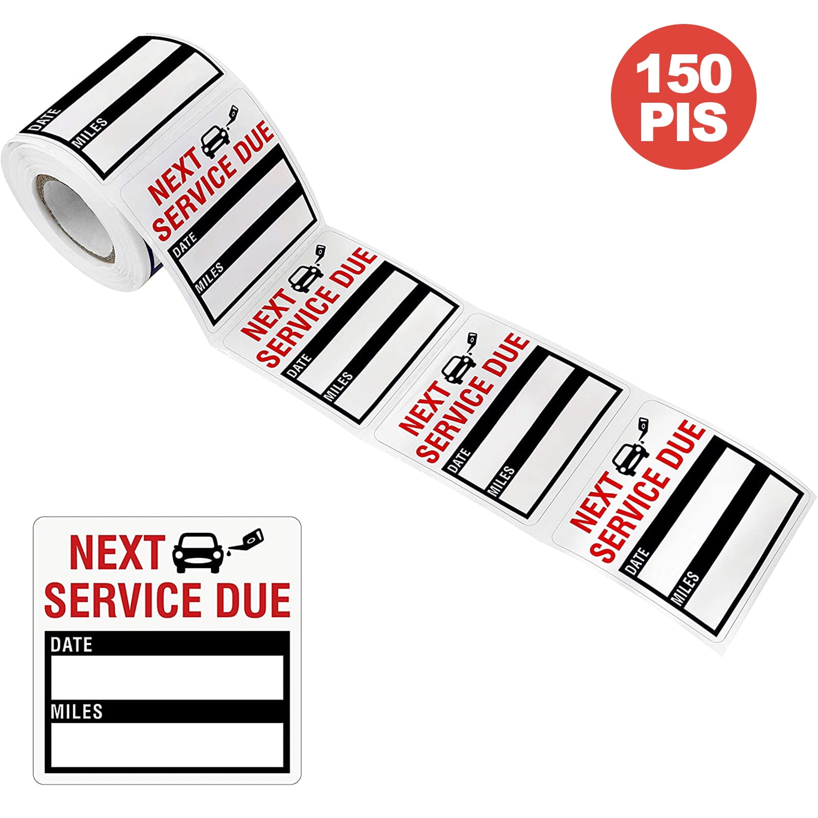 150 PCS Car Oil Change Sticker Auto Service Reminder Roll, Clear Window  Lite Stock 150 Labels Next Service Due Sticker, Removable Vinyl Stickers, 2  x 2 inches 