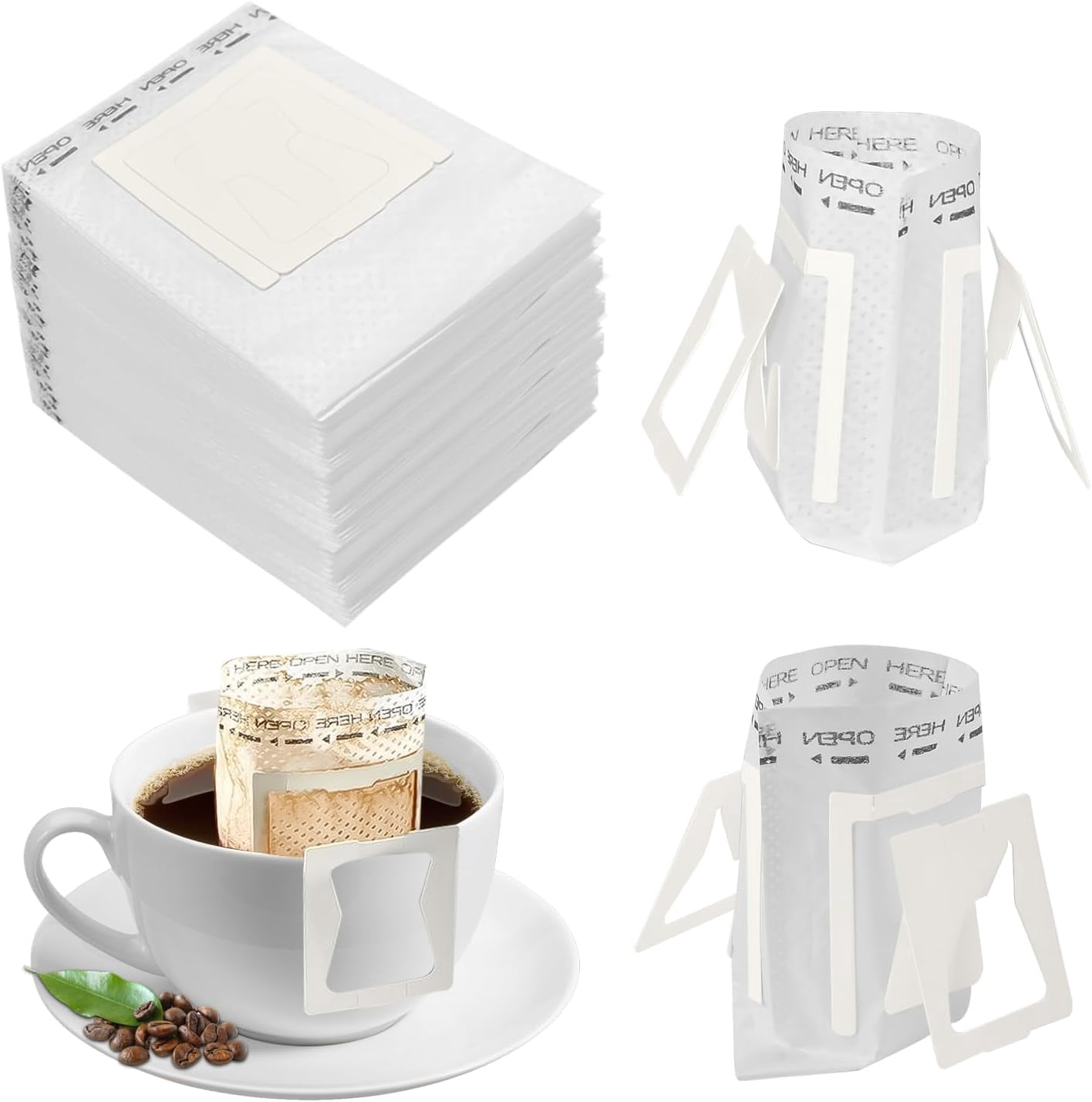 150 PCS Coffee Filter Paper Bags, Disposable Single Serve Drip Coffee ...
