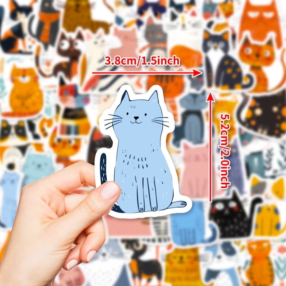 150 PCS Cute Cat Stickers Creative Waterproof PP Decals for Kids Rewards, Journals, Laptops & DIY Crafts