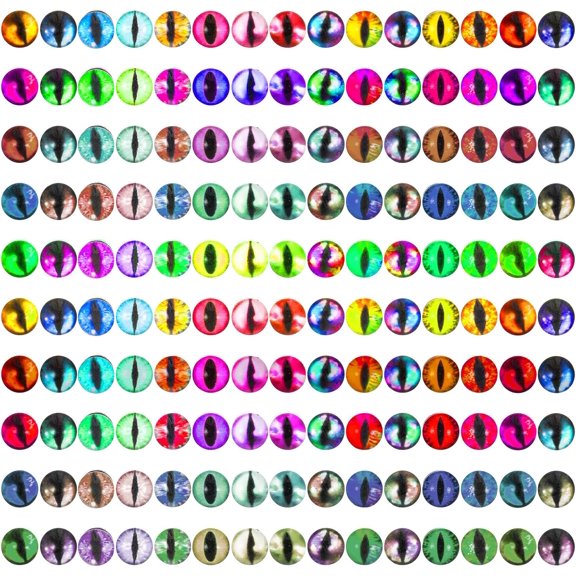150 PCS Glass Dragon Eyes 6mm Assorted Eyes Glass Cabochon for Clay Doll Making DIY Crafts Jewelry Artist Sculpture Crochet Animal Polymer Cat Bird Snake Frog Doll Art Supplies Findings
