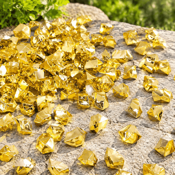 Pump Ice Rocks 150 PCS Gold Acrylic Ice Rocks, Faux Nuggets Gems Vase Fillers ...