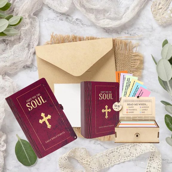 150 PCS Handmade Bible Verse Cards Box, Bible Verses With Wooden Box for Daily Praying, Easter