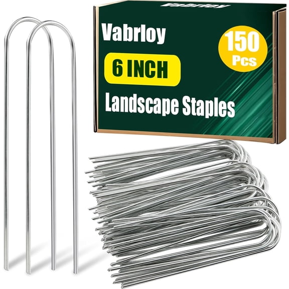 150 PCS Landscape Staples,6 Inch Garden Stakes,12 Gauge Garden Staples,Heavy Duty U-Shaped Pins Galvanized Landscape Staples,Lawn Stakes for Landscape Fabric,Lawns,Irrigation Hose,Floor Mats