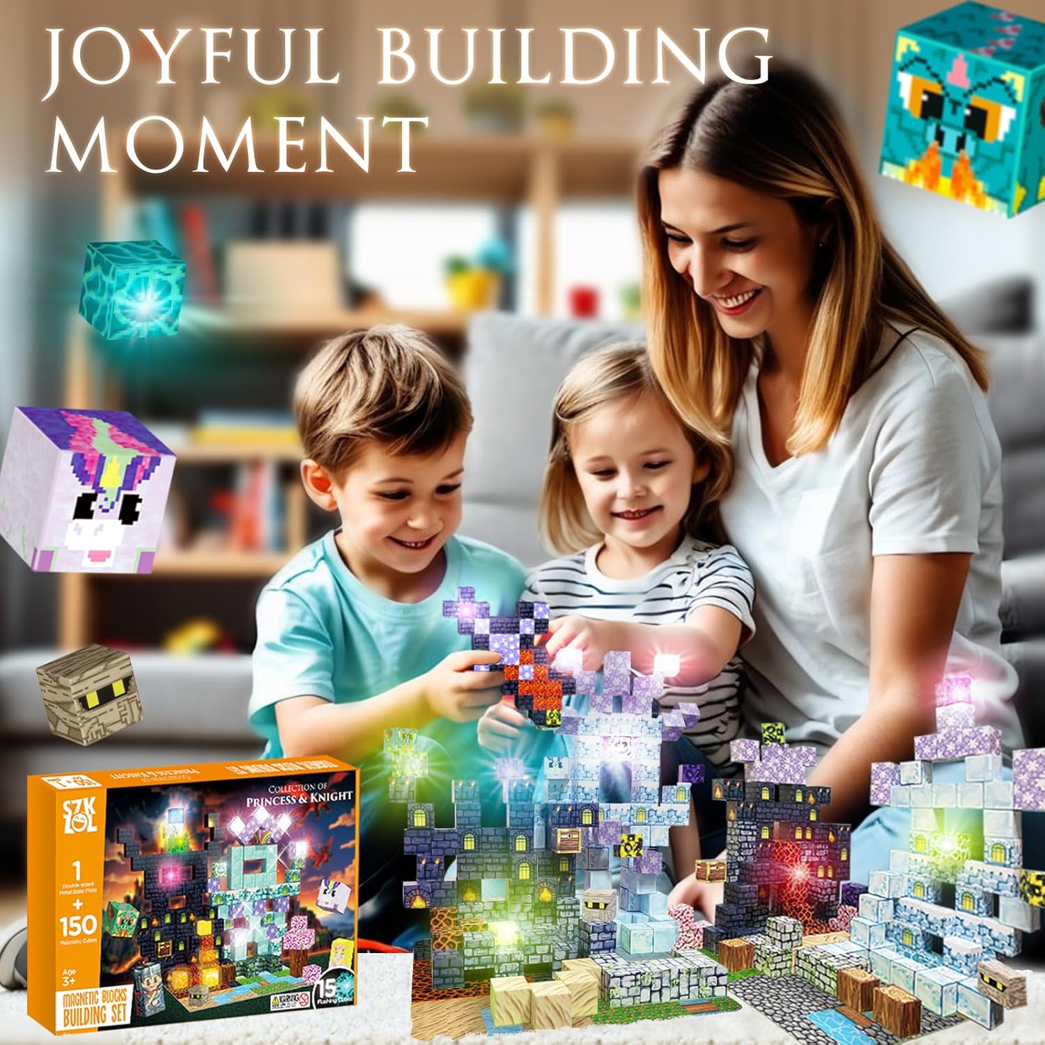 150 PCS Magnetic Building Toys, Magnetic Building Blocks with Light ...