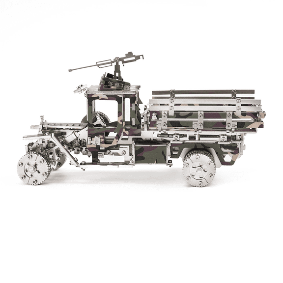 150+PCS Military Transport Vehicle Metal DIY Model Kit, Steampunk Mechanical Truck Assembly Set, Stainless Steel Creative Display Collectible(B)