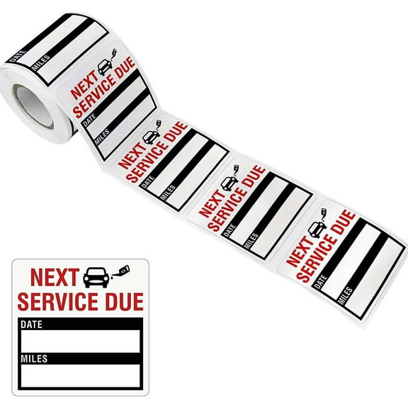 150 PCS Oil Change Auto Maintenance Service Due Reminder Stickers,Waterproof/Tear Resistant Residue-Labels in Roll with Perforation Line(Each Measures 2 X 2 Black)