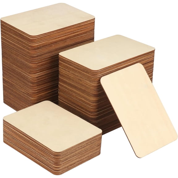 150 PCS Rectangle Unfinished Wood Pieces, 4 x 6 Inch Natural Wood Cutout Tiles for DIY Crafts, Painting, Carving and Home Decor, Coasters, Ornaments and Wooden Engraving Projects,by
