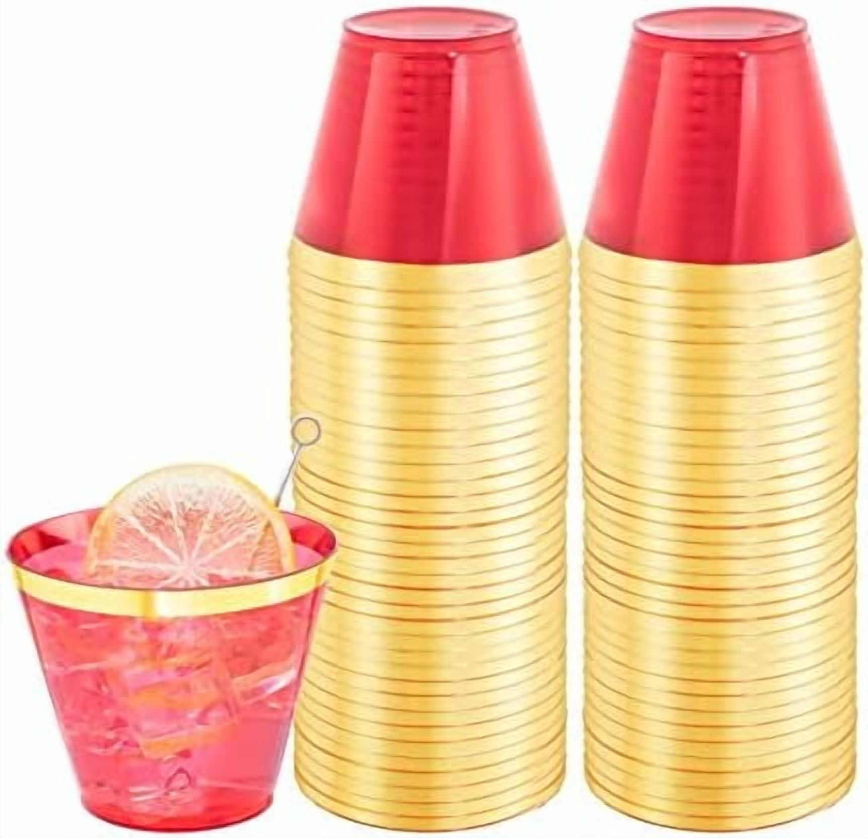 STACKABLES ~ Pack Of 50 Hard Plastic Cups ~ 9oz Party Cocktail Tumblers Reusable Multi Use Classic Clear Drinkware Cups For Party Wedding Thanksgiving Christmas