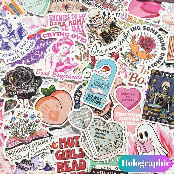 150 Pcs Waterproof Holographic Book Stickers for Kindle, Laptop - Glitter Vinyl Decals for Water Bottles, Journals (Romance Collection)