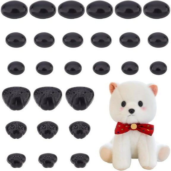 150 PCS Safety Nose Cabochons 6 Sizes Animal Safety Noses Plastic Dog Noses Flatback Animal Craft Nose for Amigurumi Puppet Crochet and Stuffed Animals Craft Making