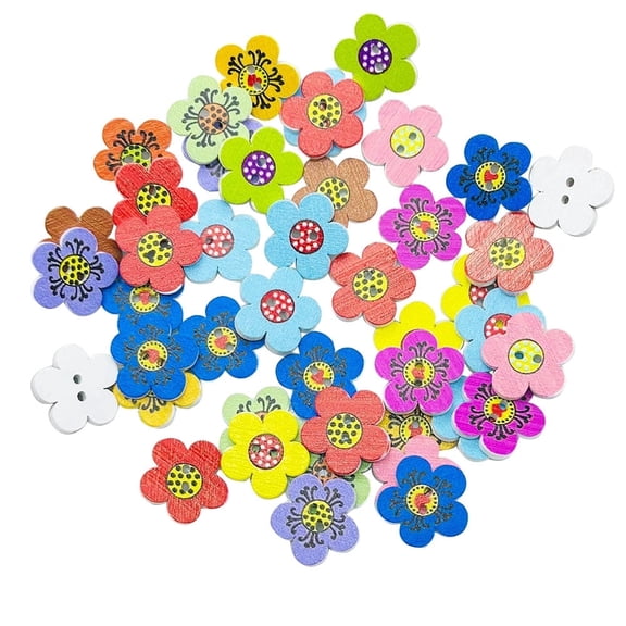 150 PCS Wood Buttons, Flower Cute Wood Buttons with 2 Holes for DIY Sewing Craft Decorative
