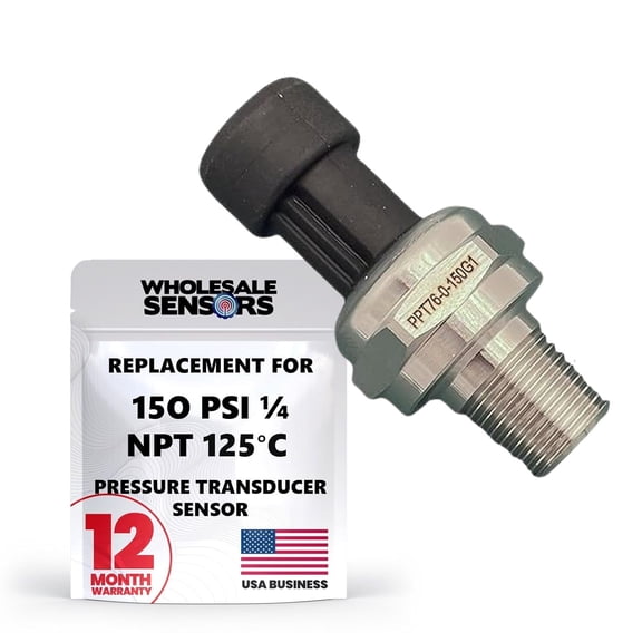 150 PSI Pressure Transducer Sensor with Cable, 1/4"NPT Stainless Steel for Oil Fuel Water Air 12 Month Warranty