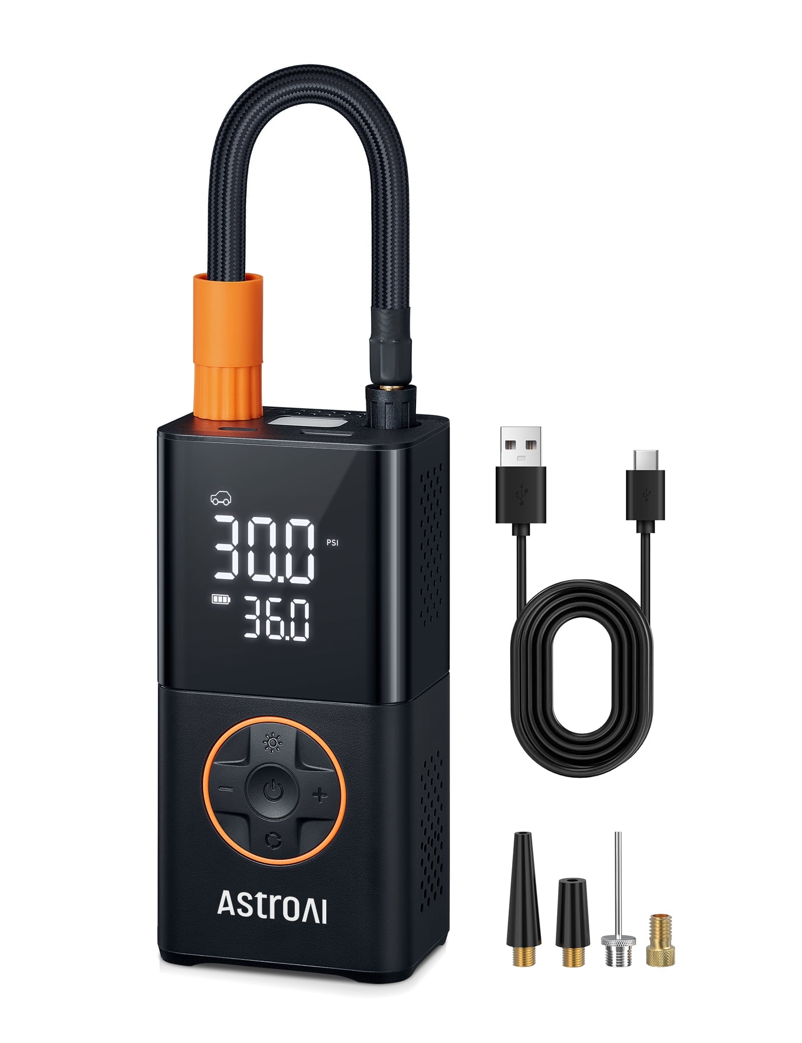 AstroAI Tire Inflator, Portable Cordless Air Compressor 150 PSI Digital Pressure Gauge Bike Pump with Digital Dual Values Display, Car Tires Pump with LED Lights Air Pump for Cars