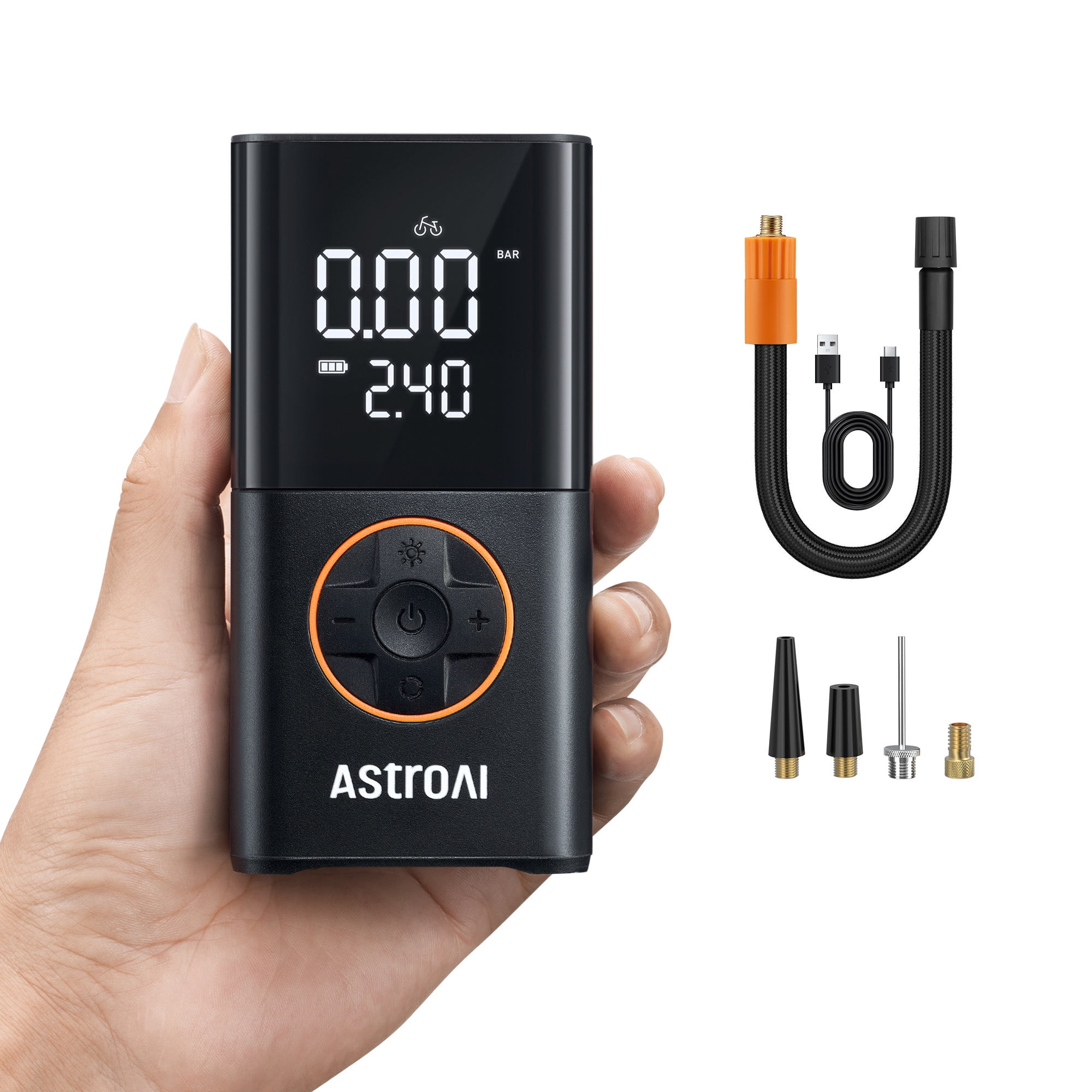 AstroAI Tire Inflator, L7 Portable Air Compressor 150 PSI Cordless Bike Pump with Digital Dual Values Display, Car Tires Pump with LED Lights Air Pump for Cars