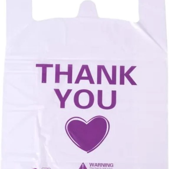 150-Pack 12x19in White Thank You T-Shirt Bags Handle for Grocery Small Business Food To Go