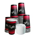 thumbnail image 1 of [150 Pack] 16oz Disposable Paper Coffee Cups with White Flat Lids - For Hot, Cold Drink, Coffee, Tea, Cocoa, Travel, Office, Home, Cider, Hot Chocolate, To go, Compostable, Biodegradable, 1 of 6