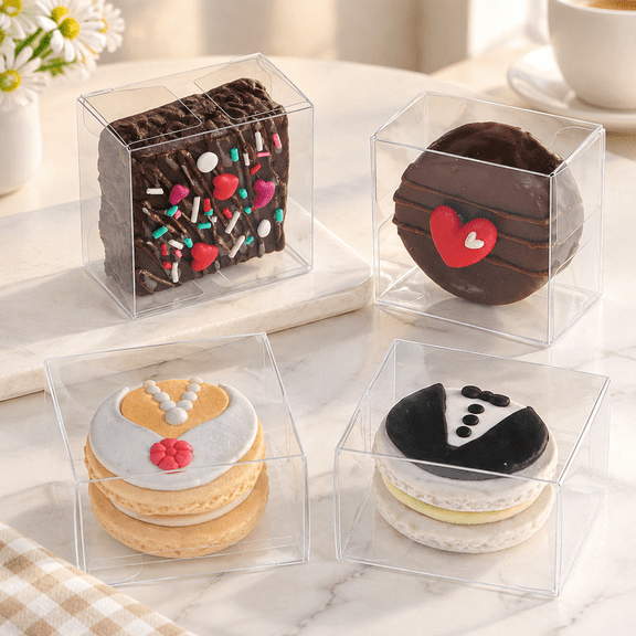 150 Pack 2.17x2.17x1.38 Inches Single Macaron Boxes Brownie Boxes Moon Cake Boxes Small candy boxes for wedding favors