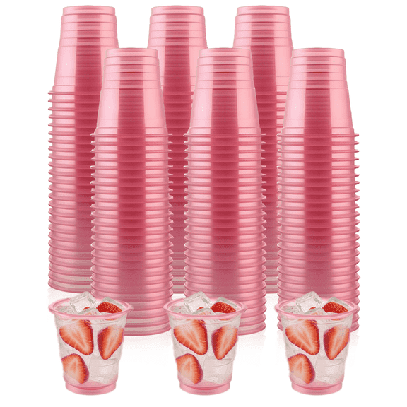 150 Pack 2 oz Plastic Shot Glasses Graduation Disposable Mini Pink Drinking Cups Bulk for Birthday Wedding Parties Picnics Cocktails Events Celebrations Favors