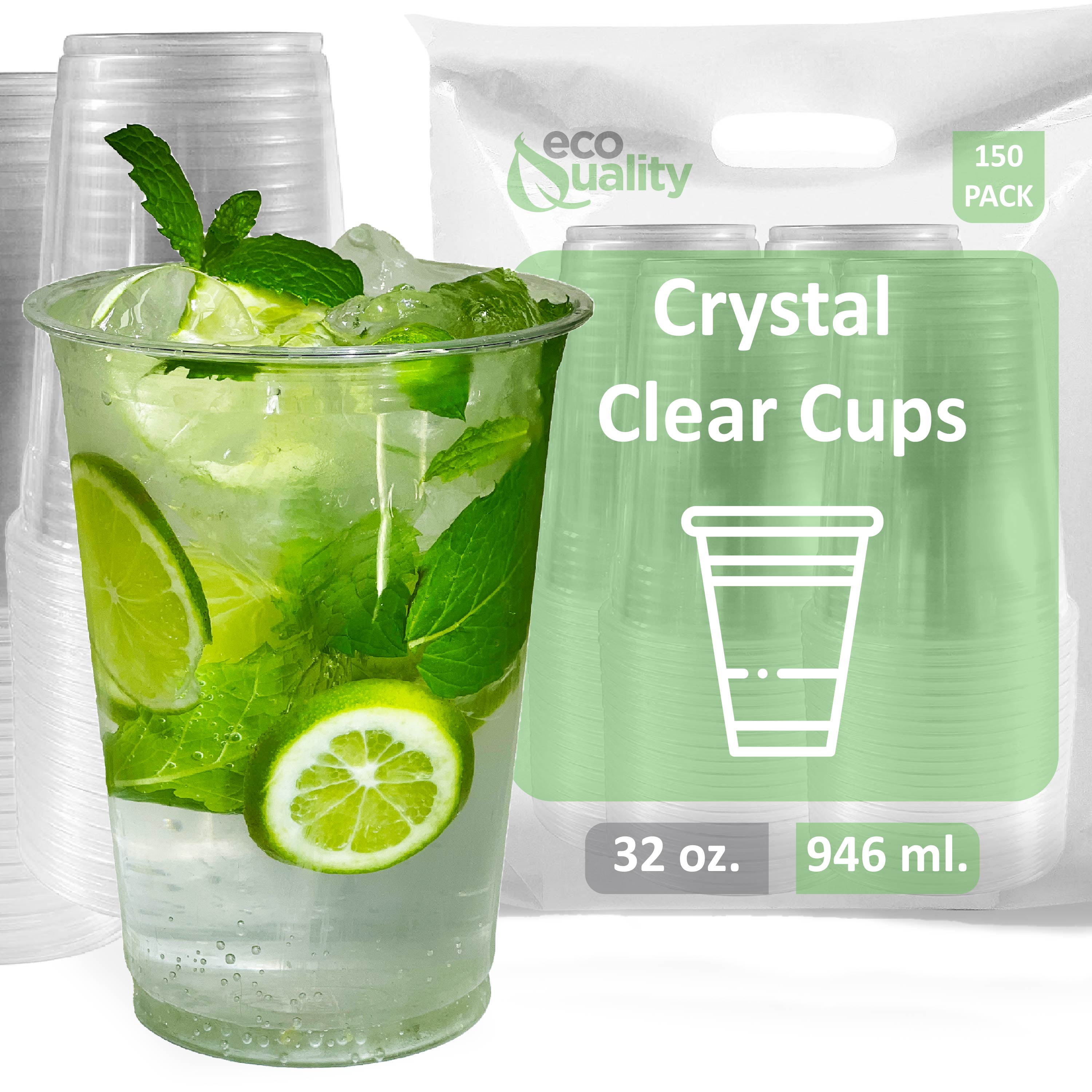 VCKK [100 Sets 12oz Crystal Clear Disposable Plastic Cups with Straws and Lids, to Go Cups for Iced Coffee, Smoothie, Milkshake, Lemonade, Cold