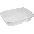 thumbnail image 1 of [150 Pack] 32oz Meal Prep Containers White 2 Compartment with Lids, Food Storage Bento Box, Microwavable, Disposable, Stir Fry | Lunch Boxes | BPA Free | Freezer/Dishwasher Safe (32 ounce), 1 of 4