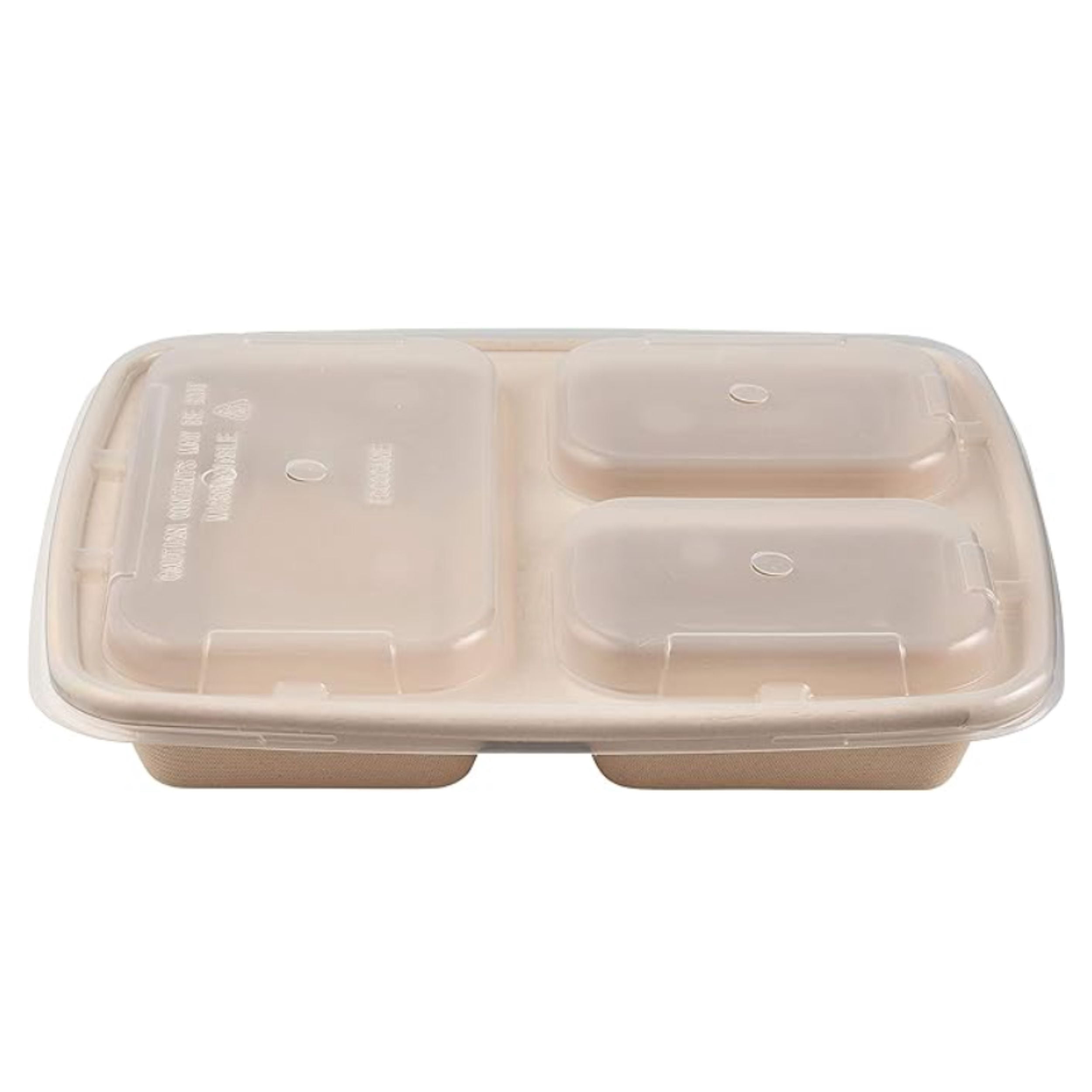 [150 Pack] 36 oz 3 Compartment Compostable Food Storage Container with ...