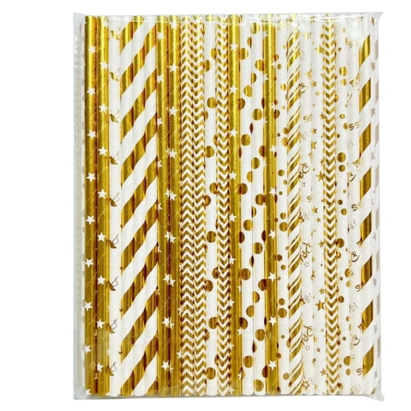 150 Pack 4-Ply Polka Dot Foil Paper Straws, Biodegradable Compostable Drinking Straws, BPA-Free & Non-Toxic