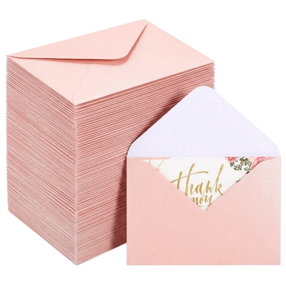 150-Pack 4 x 2.7 inch Pink Mini Gift Card Envelopes, Credit Card Size Paper Sleeves for Business Cards, Wedding & Birthday