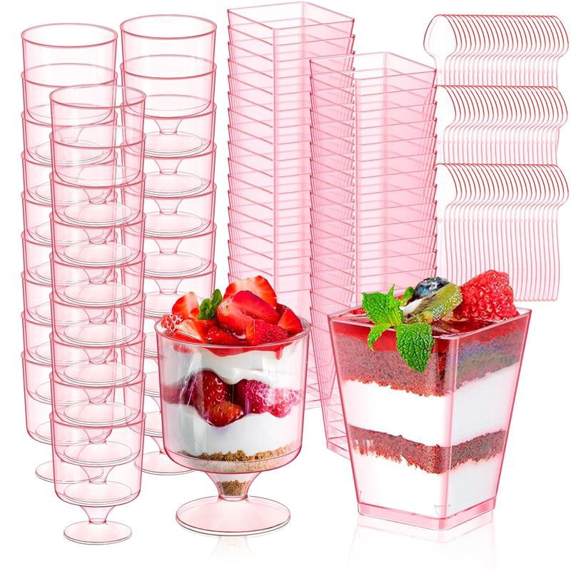 Jerify 150 Pack Disposable Dessert Cups With Lids & Spoons - 3 Oz & 5.4 Oz Clear Plastic Parfait & Appetizer Cups For Parties